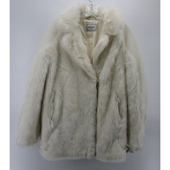 Guess Jacket Small Faux Fur Plush Full Zip Teddy Pockets Buckled - Picture 1 of 13